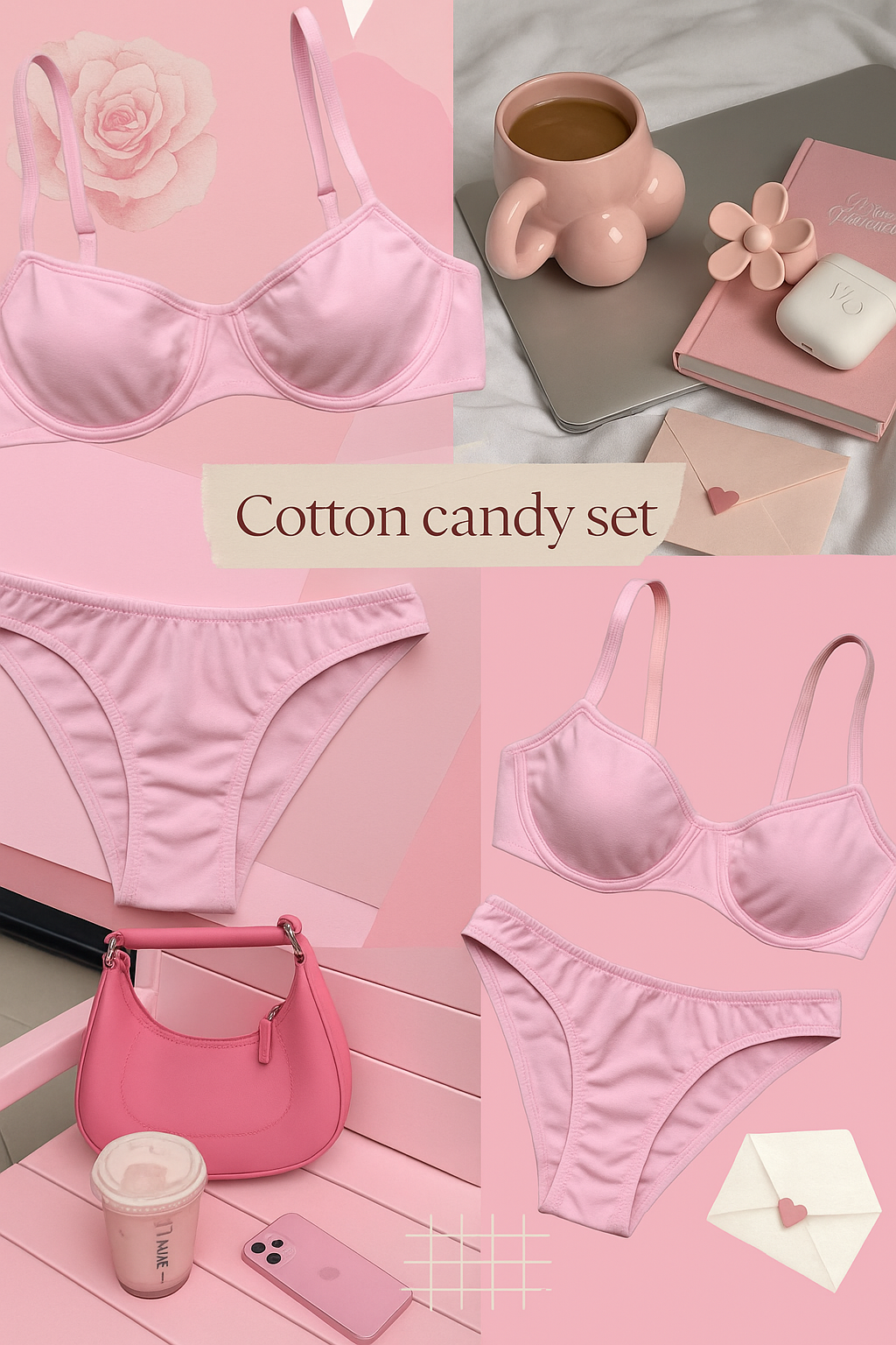 Cotton Candy Set – Bra y Pantie Rosa Bebé | Diviana